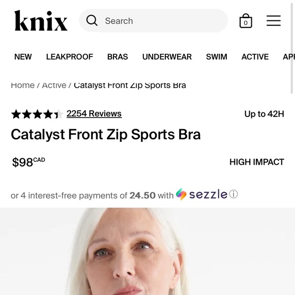 Knix Catalyst Front Zip Sports Bra 7+ - Picture 2 of 5